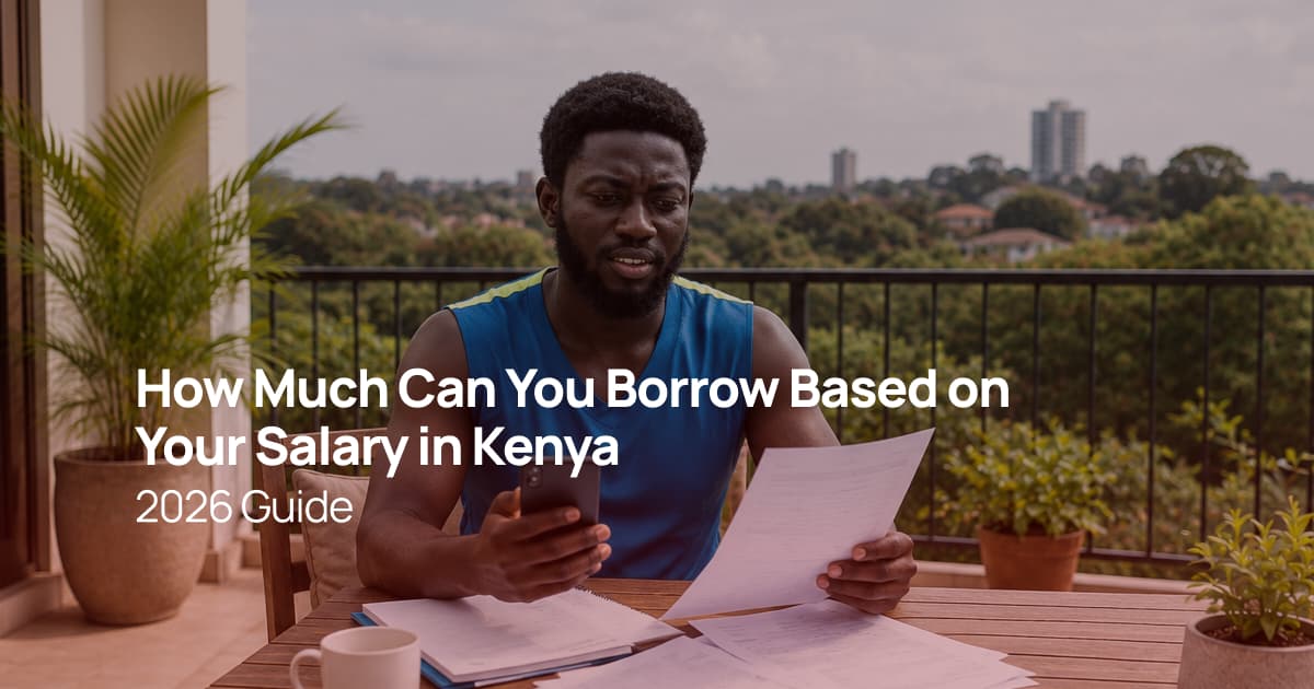 A Kenyan man reviewing financial documents and using his smartphone to compare personal loan options before borrowing.